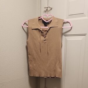 Ralph Lauren Beige Lace-Up Tank Top